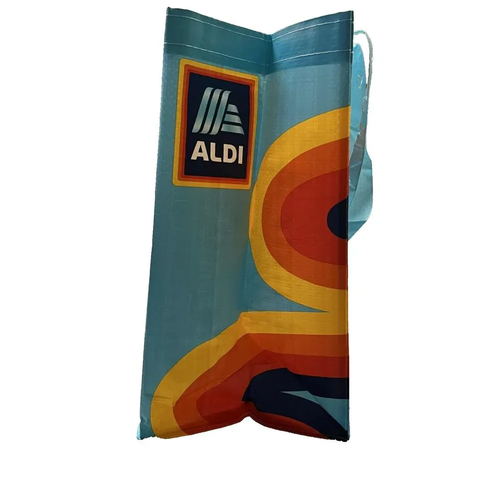ALDI Reusable Tote Shopping Bag Rainbow Multi Color Classic Carry w/ Tag